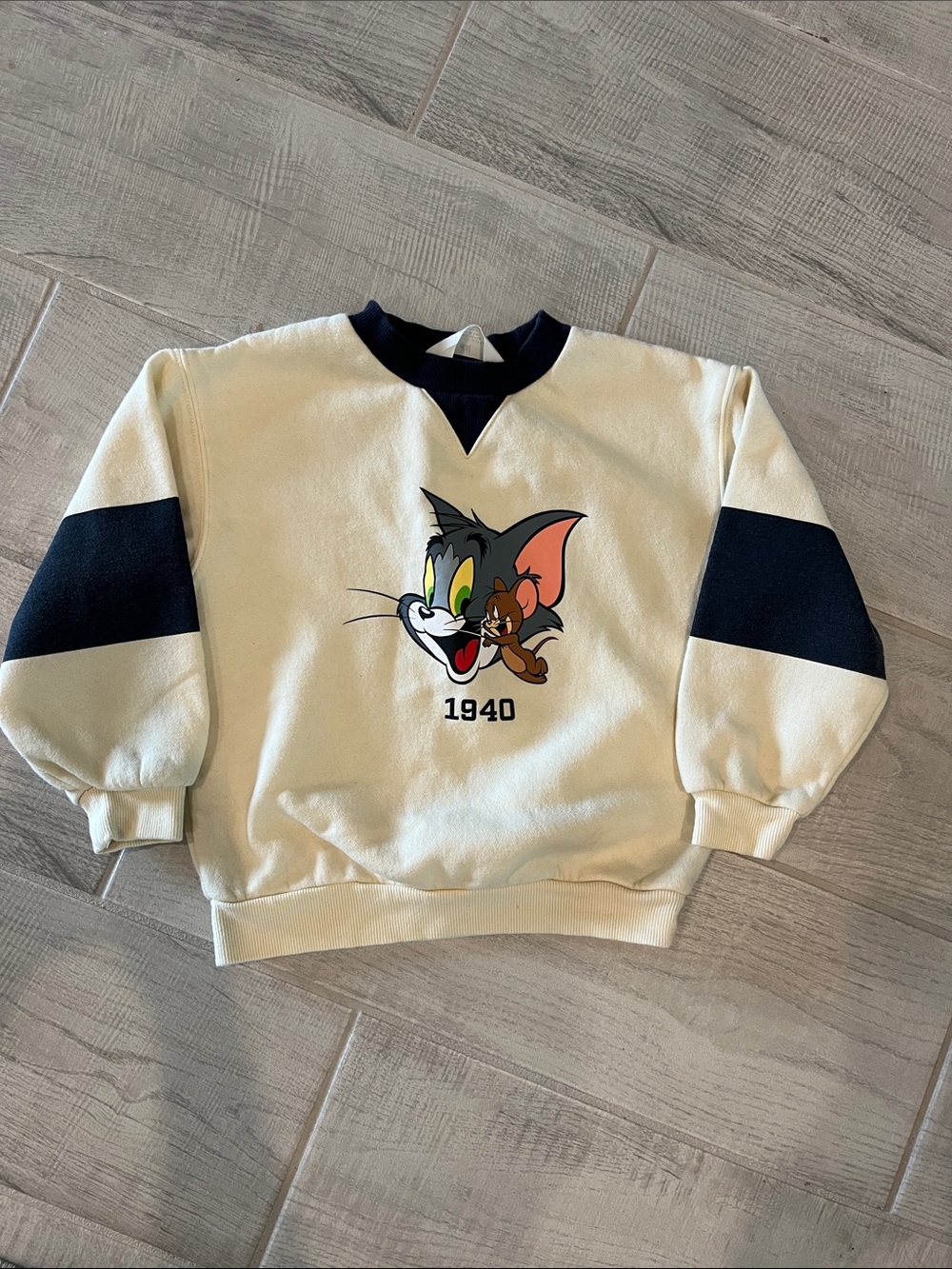 H&M Cream Sweatshirt with Navy Trim